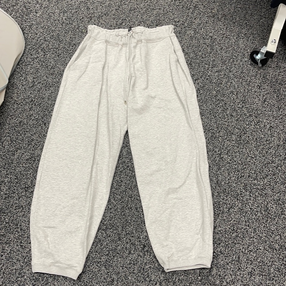 NWT Escada light gray pull on joggers sweats  XL  with Swarovski crystal’s logo